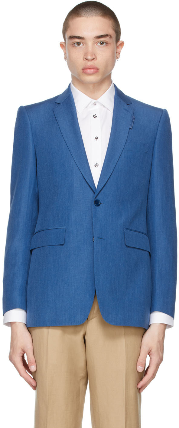 Burberry Blue Mohair Classic Fit Blazer | The Fashionisto