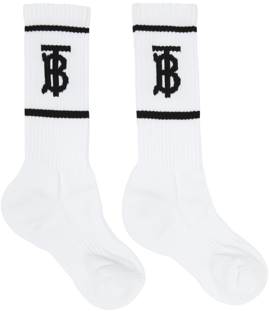 Burberry White Intarsia Monogram Socks | The Fashionisto