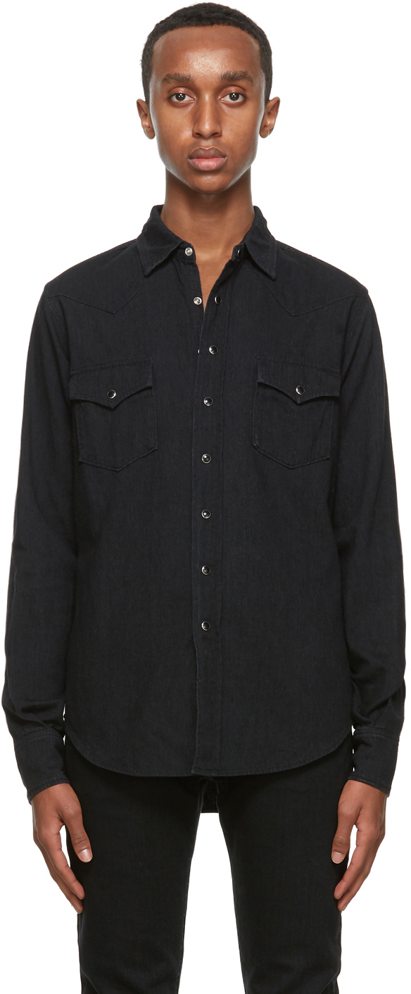 Saint Laurent Black Denim Classic Western Shirt | The Fashionisto