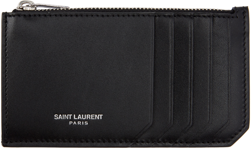 Saint Laurent Black Fragment Zipped Card Holder | The Fashionisto