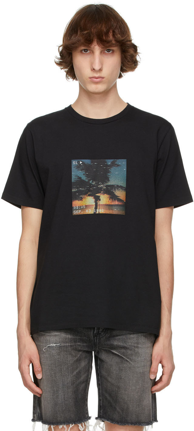 Saint Laurent Black VHS Sunset T-Shirt | The Fashionisto