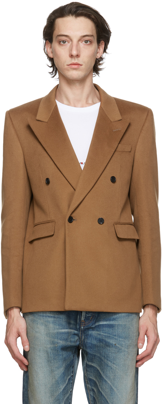 Saint Laurent Brown Wool Long Blazer | The Fashionisto