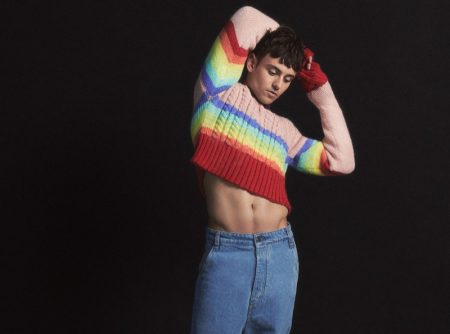 Tom Daley AMI Cropped Rainbow Sweater