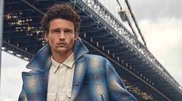 Todd Snyder Plaid Peacoat Fall 2022 Men Simon Nessman Model