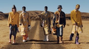 Daniels Legzdins, Feranmi Ajetomobi, Ahmadou Gueye, London Lee, and Sanoussy Sylla front Louis Vuitton's spring 2023 men's campaign.