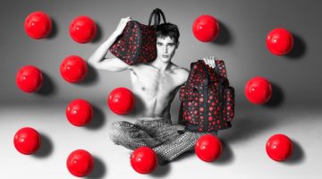 Parker van Noord stars in the Louis Vuitton x Yayoi Kusama campaign.