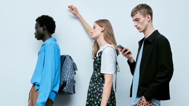 Models Baye Seye, Saunders, and Vasko Luyckx appear in Sandro's spring-summer 2023 campaign.