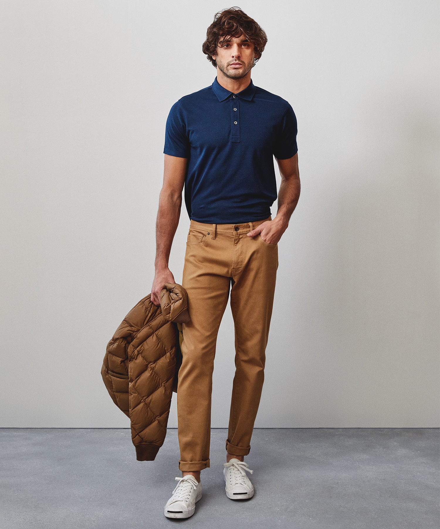 Regular fit: chino-style cloth trousers - dark brown