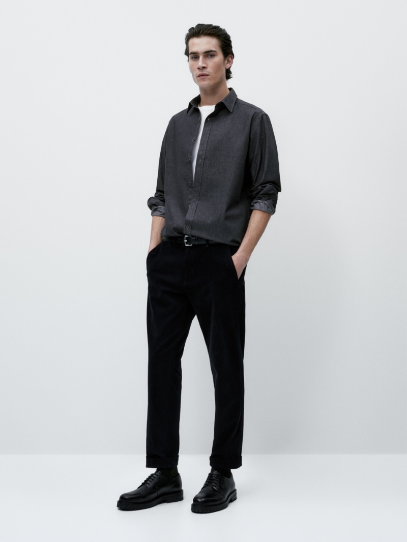 Black Denim Tie Waist Shirt Dress New Look from NEW LOOK on 21 Buttons