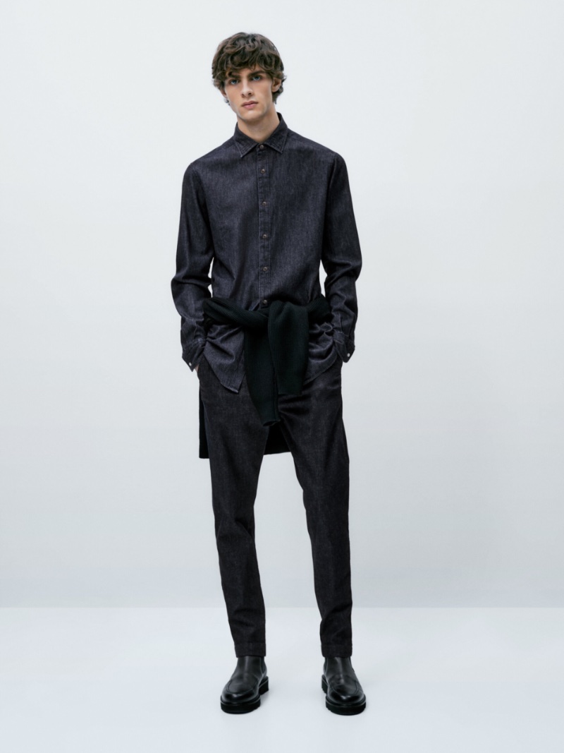 18 PLUS Eighteen Plus Men's Denim Cutaway Collar Slim Fit Full Sleeve  Casual Shirt Faded Black Small : Amazon.in: Clothing & Accessories