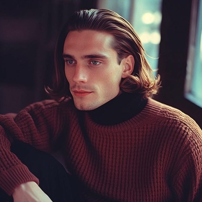 90s Fashion Men Turtleneck Sweater Edited 
