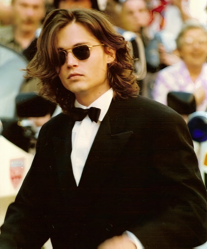 Johnny Depp 90s Hair Long Cannes 1992 