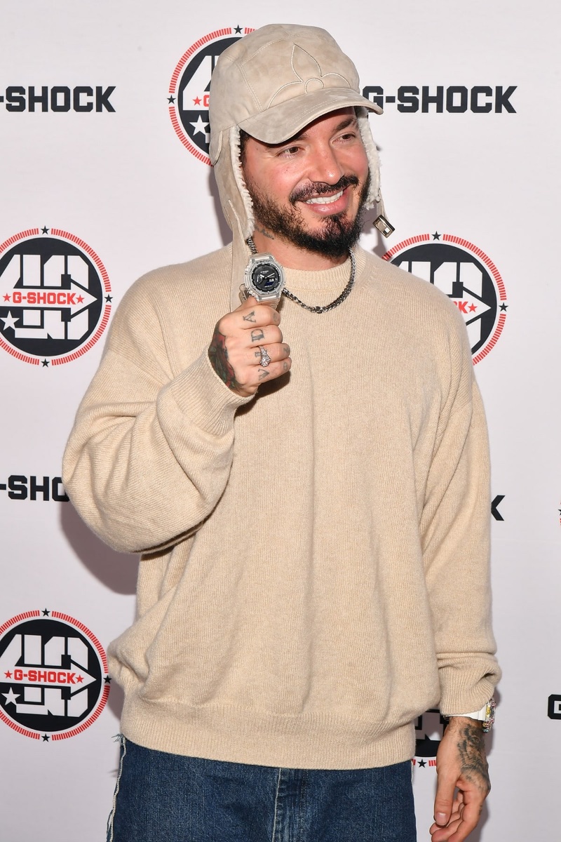 Attending G-SHOCK's 40th anniversary celebration, J Balvin poses with the brand's GA2100 Series watch.