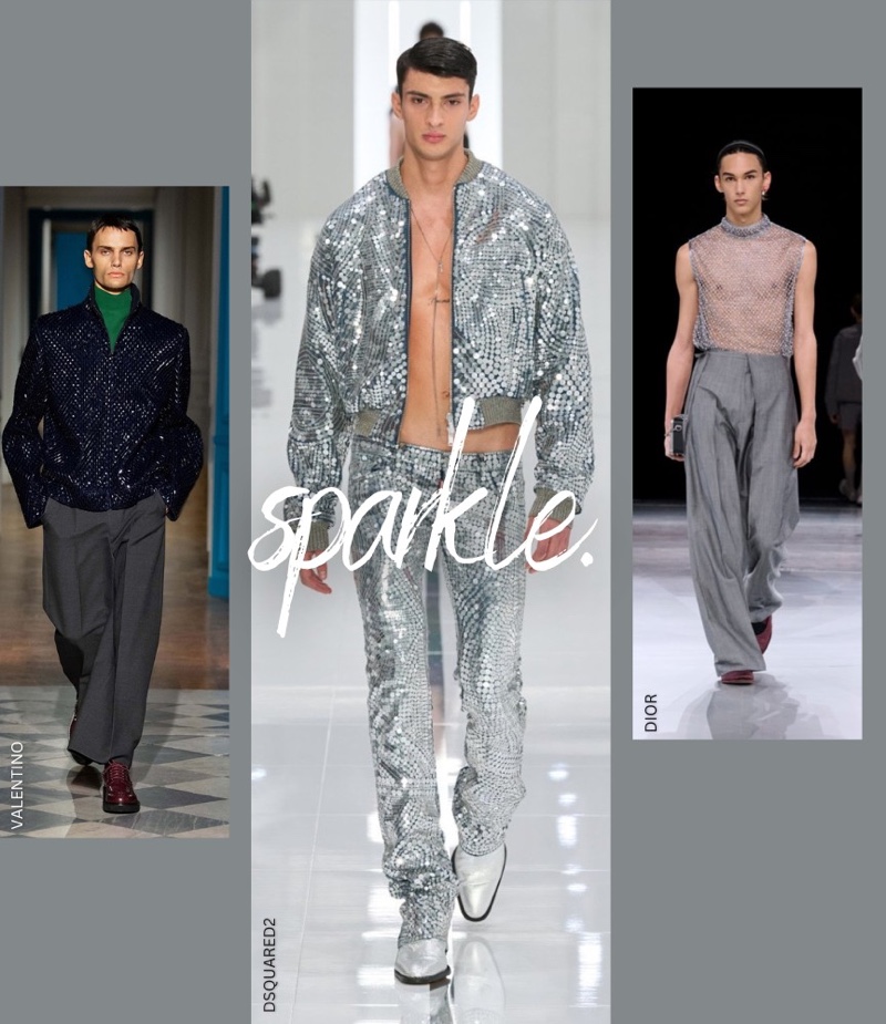 Men's Fall 2024 Fashion Trend Shimmer and Sparkle