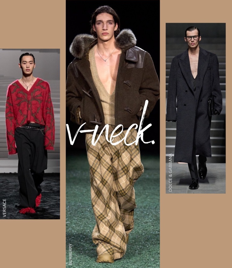 Men's Fall 2024 Fashion Trend V-neck