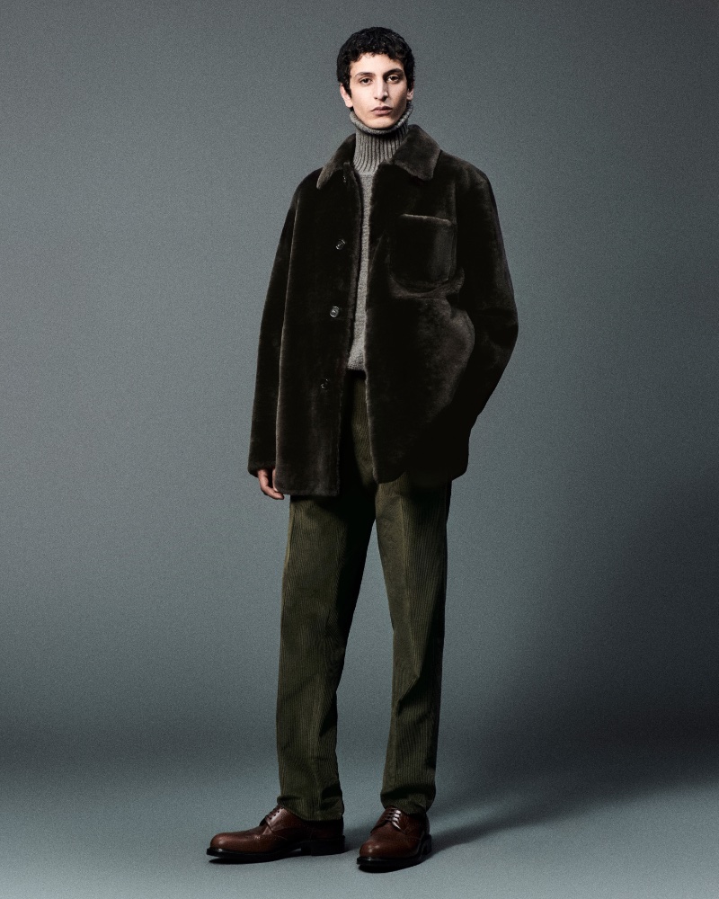 Loro Piana fall-winter 2024 collection men's faux fur shirt jacket