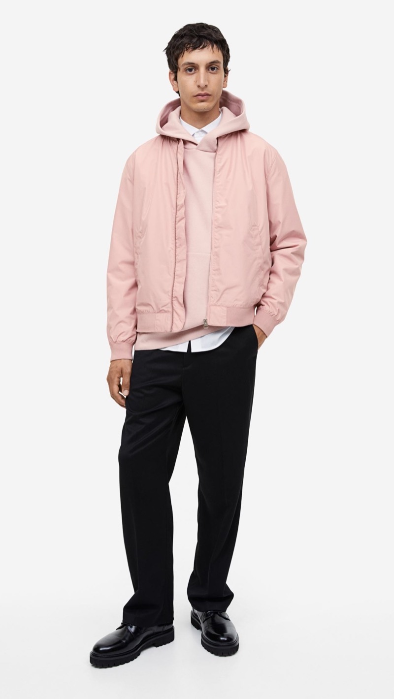 Pink bomber hoodie outfit