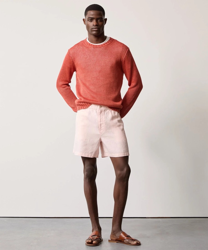 Pink shorts sweater outfit