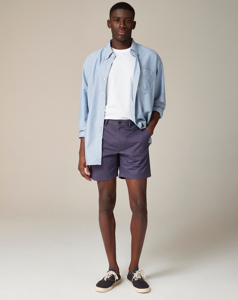 Chino shorts transition from casual to semi-formal effortlessly.