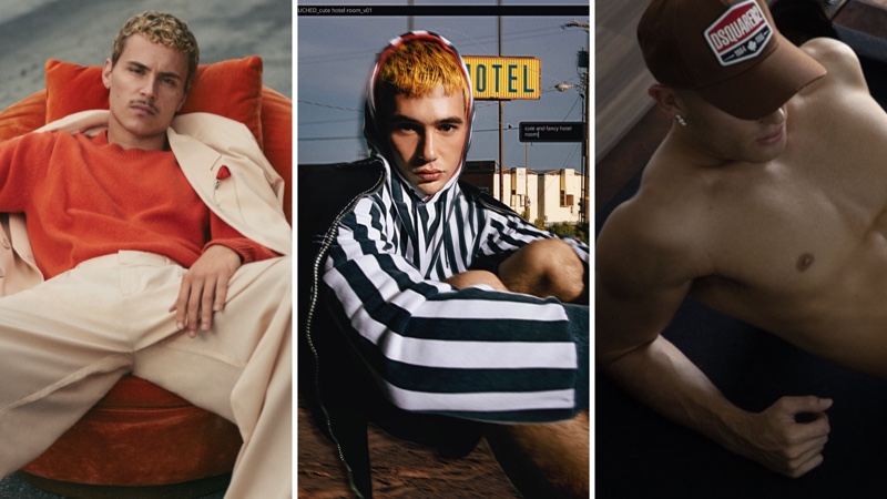 Week in Review: Arón Piper, photographed by Michael Schwartz for Vogue Man Turkey, Julio Taeño captured by Ana Abril for GQ Portugal, and Josh McGregor for the Dsquared2 spring-summer 2024 underwear campaign.