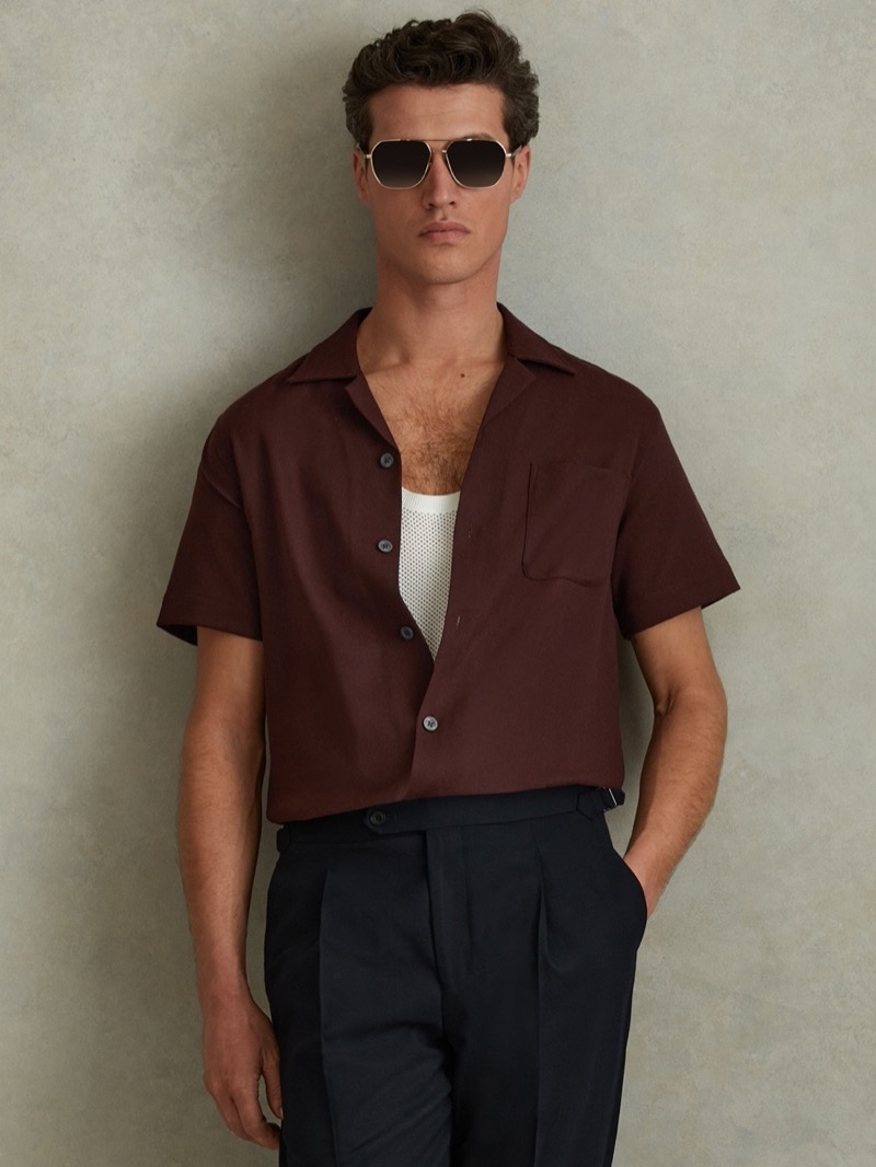 Summer Trend Men Cuban Collar Shirt Reiss