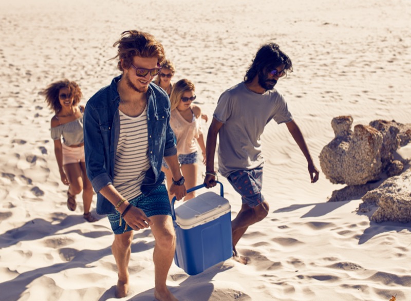 Men Drink Cooler Beach