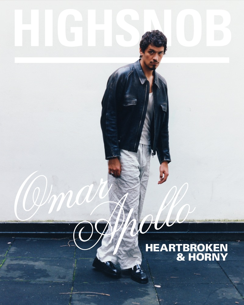 On the cover of Highsnobiety, Omar Apollo embodies effortless cool in a Prada leather jacket and pants.