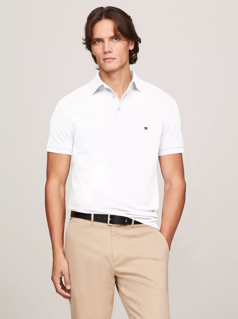 Tommy Hilfiger white polo shirt Ivy League style men