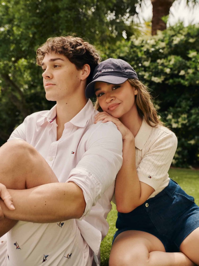 Embracing preppy style, Noah Beck and Madison Bailey share the spotlight for Tommy Hilfiger's summer 2024 ad.