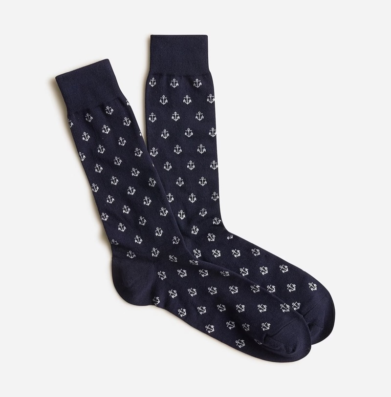 anchor print socks nautical style men J.Crew