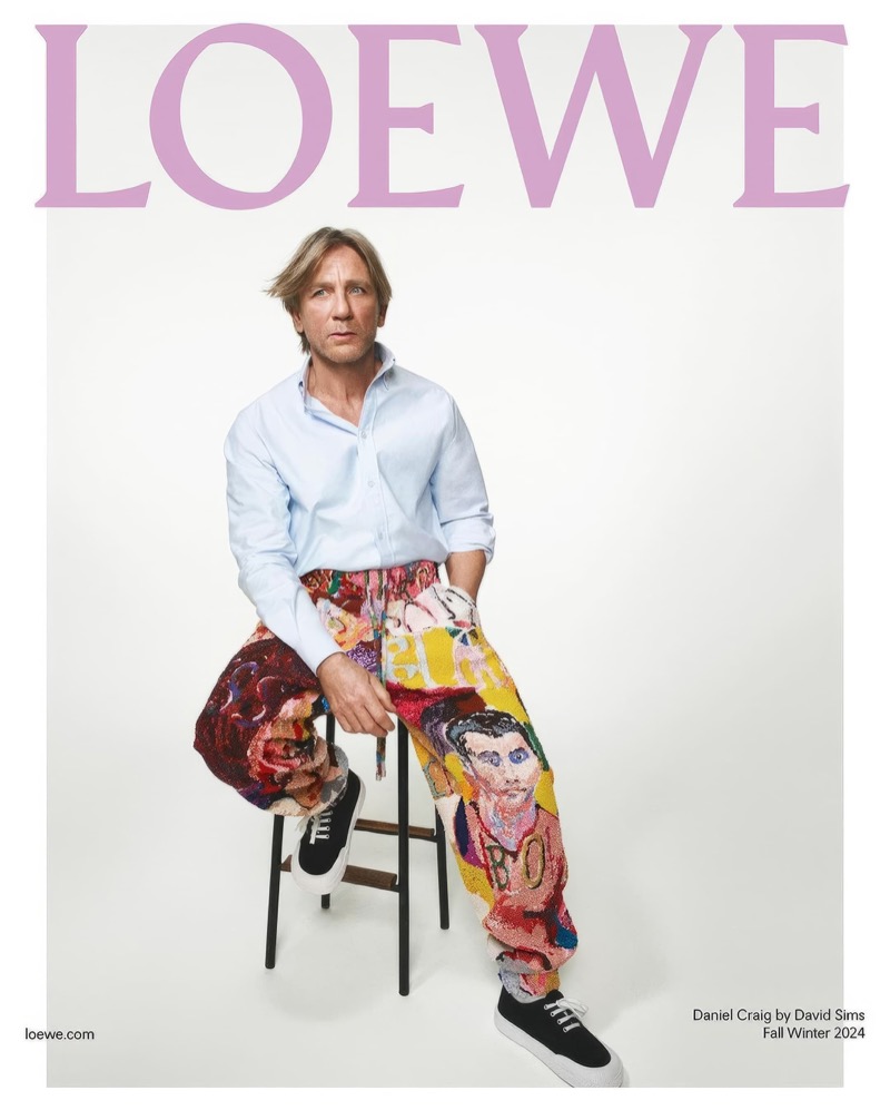 Actor Daniel Craig sits for a portrait, fronting the LOEWE fall-winter 2024 advertisement. 