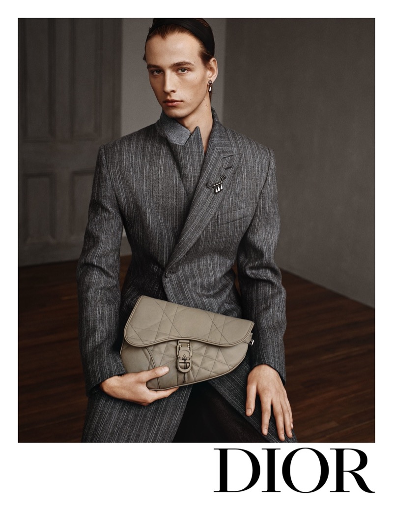 Dior Men features its tailoring and Saddle Twin bag in its winter 2024 campaign starring Lars Post.