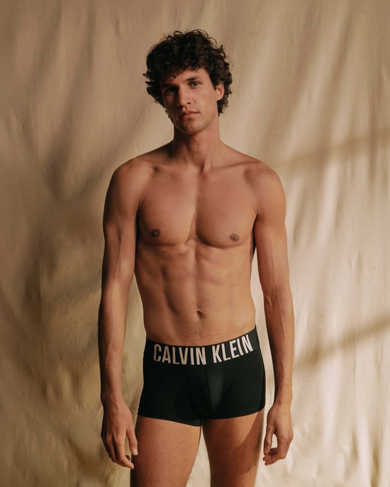 Calvin Klein spotlights its Intense Power Micro low-rise underwear trunks.