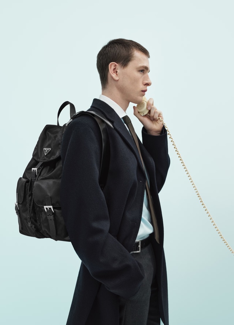 English actor Harris Dickinson appears in Prada’s fall-winter 2024 advertisement.