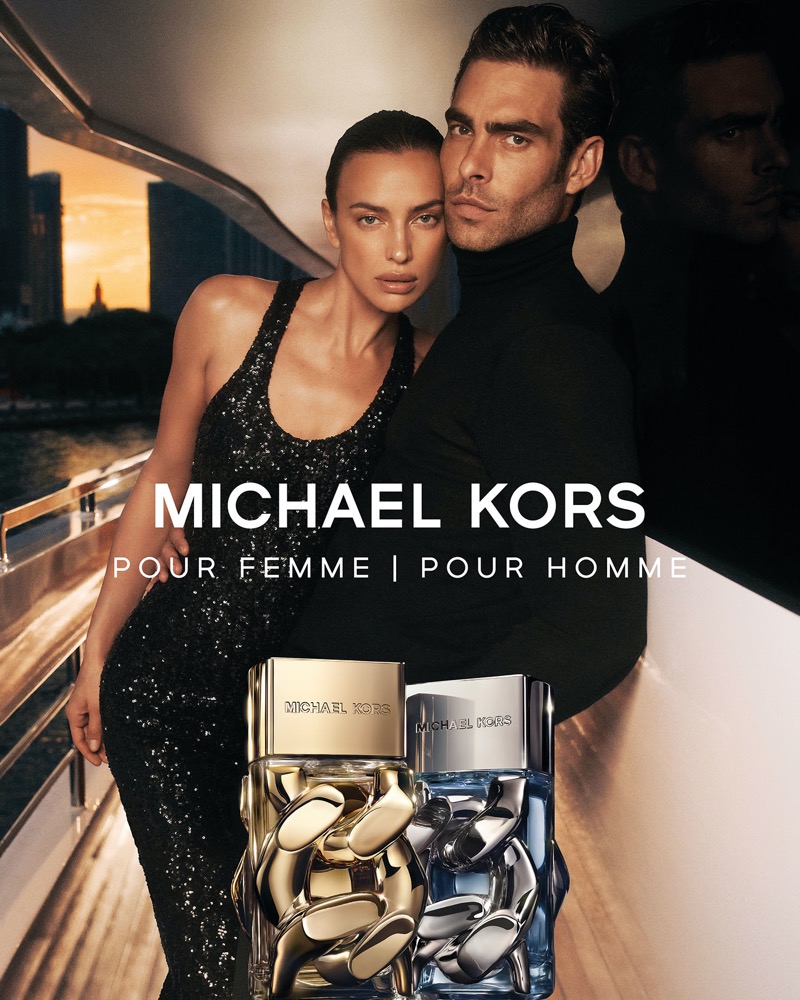 Irina Shayk and Jon Kortajarena front the Michael Kors Pour Femme and Pour Homme advertisement. 