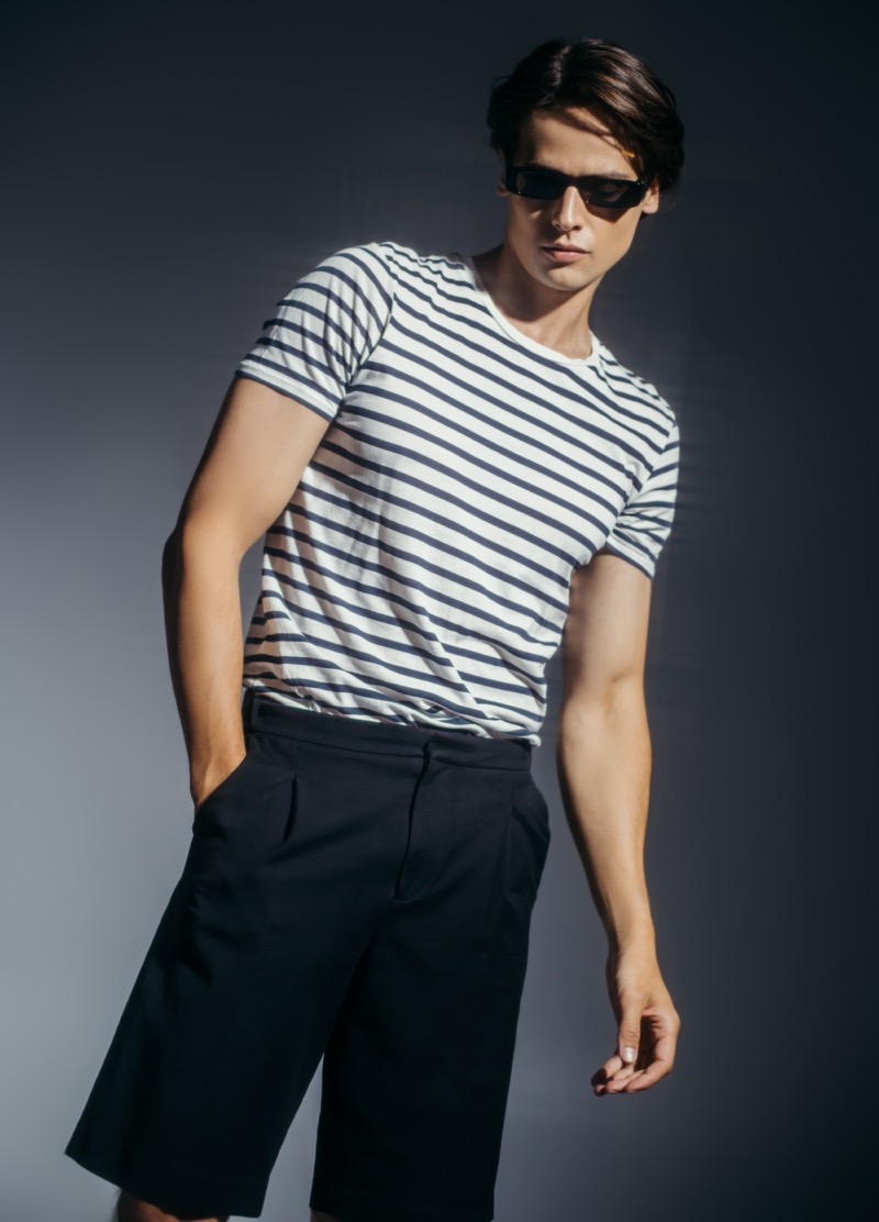 striped t-shirt shorts nautical outfit style men