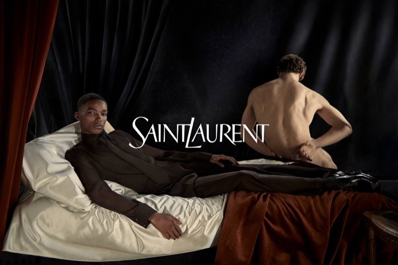 Samuel Elie cuts a sleek shape in Saint Laurent tailoring for the brand’s winter 2024 campaign.