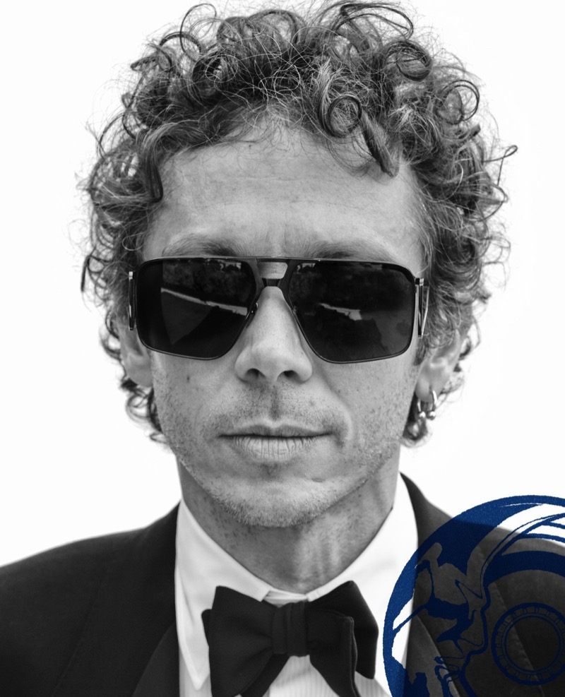 Jacques Marie Mage’s ASSEN sunglasses on Valentino Rossi takes its cue from the TT Assen Circuit.