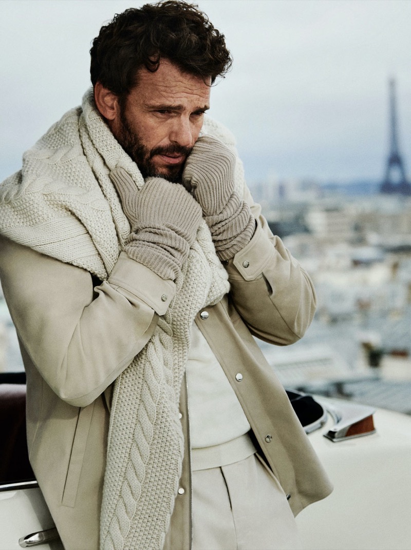 Actor Arnaud Binard bundles up for Moncler’s fall-winter 2024 campaign.