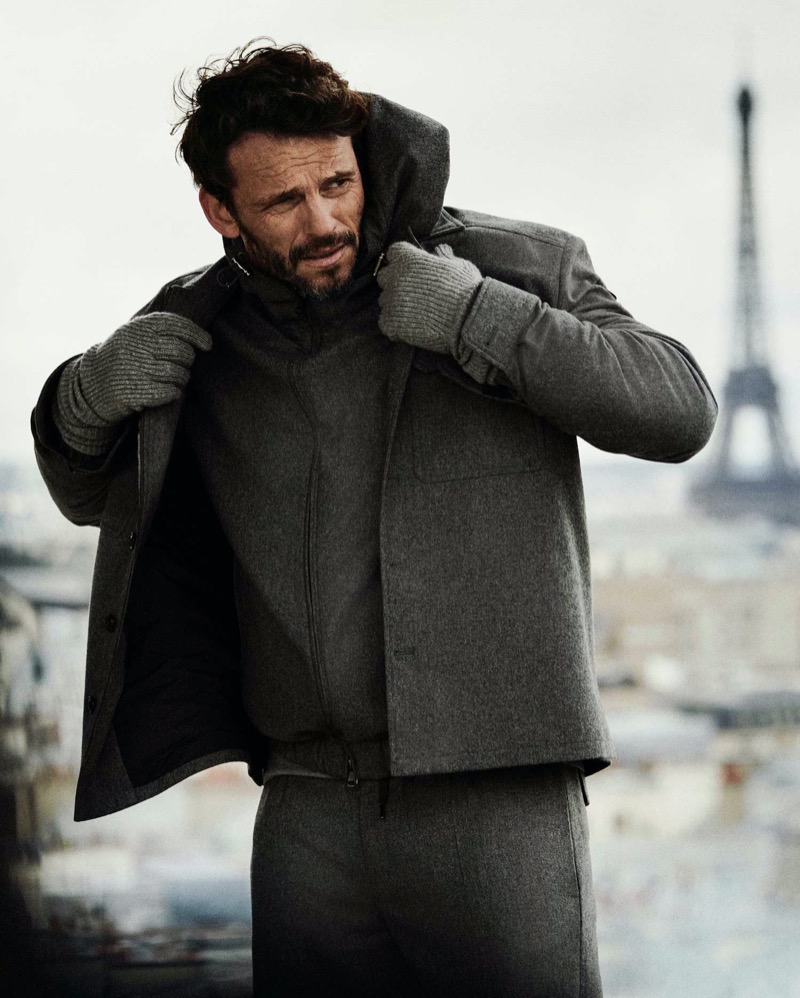 Arnaud Binard dons a grey look for Moncler’s fall-winter 2024 campaign.