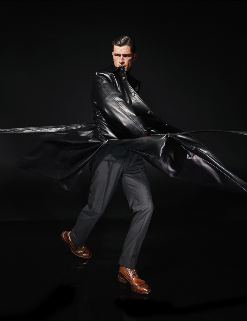 Model Sean O’Pry strikes a pose in Allen Edmonds’ Reserve Maddox Wingtip Boot for the new campaign.