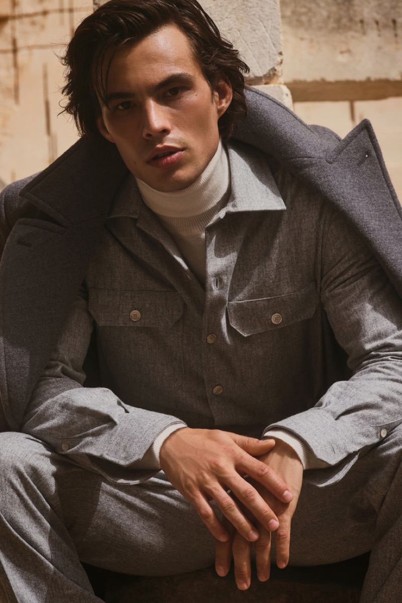 Brunello Cucinelli enlists Louis Baines to front its fall 2024 outing entitled “Uplight.”