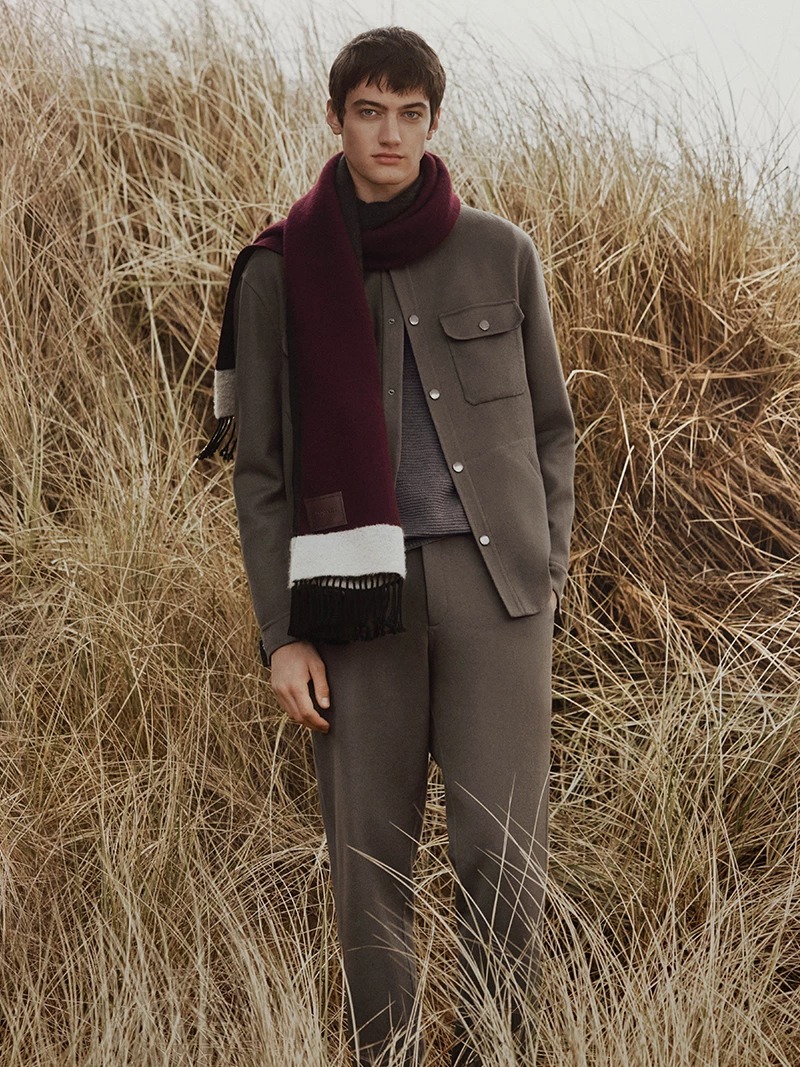 Model Théo le Grelle appears in Canali’s fall-winter 2024 campaign.