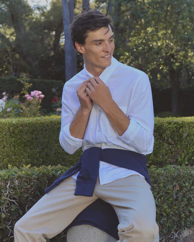 Everlane embraces a classic preppy style for new essentials like its white Startup shirt.