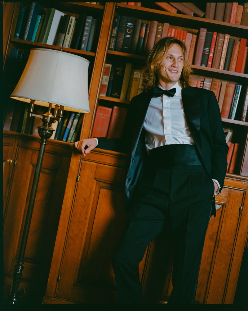 Estian Govea dons an elegant tuxedo from the J. Press Pennant Label collection.