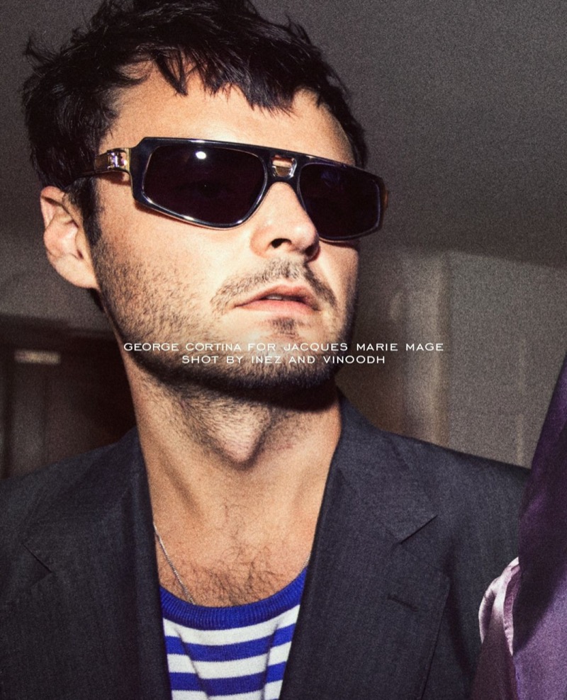 Duke Nicholson wears Scarface sunglasses from the George Cortina for Jacques Marie Mage collection.