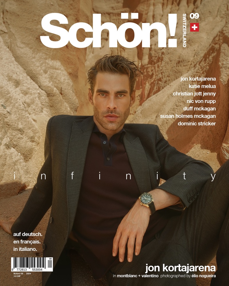 Wearing Valentino, Jon Kortajarena covers Schön! Switzerland.