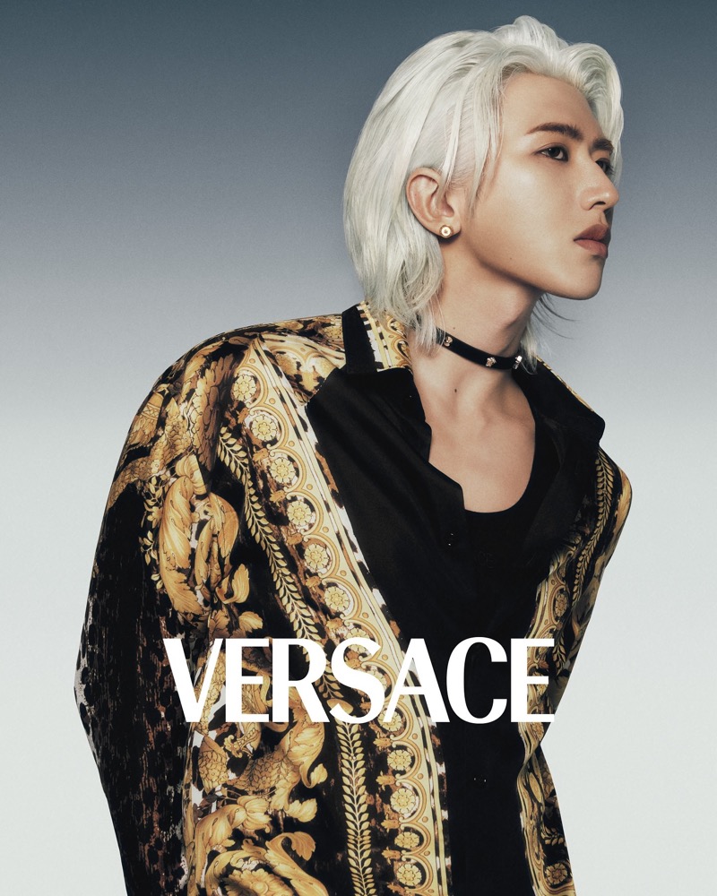 Versace global brand ambassador KUN appears in the fashion house’s fall-winter 2024 ad. 