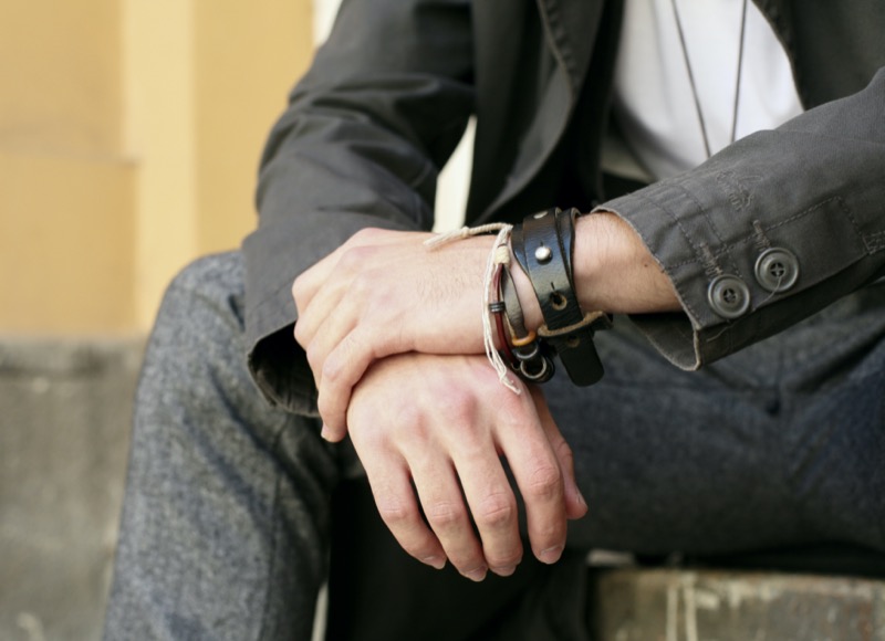 Leather bracelets add personality and ruggedness to style.