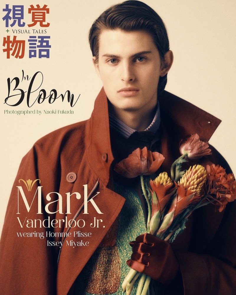 Donning Homme Plisse Issey Miyake, Mark Vanderloo Jr. covers Visual Tales.